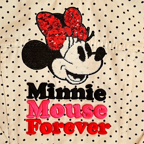 COPY - Disney's Girl's Minnie Mouse White Denim Jacket Size 9/10 - Picture 3 of 4